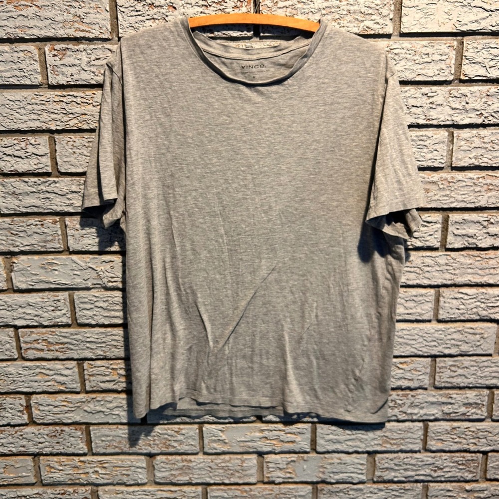 Vince Mens Grey Pima Cotton Short Sleeve Crewneck T-Shirt Size M Heathered